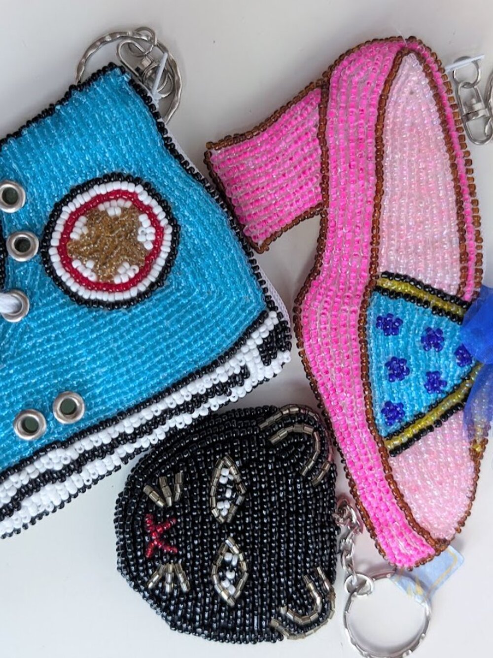 Beaded Pink High Heel Shoe Coin Purse & Black Cat Face Key Chain - Picture 3 of 9